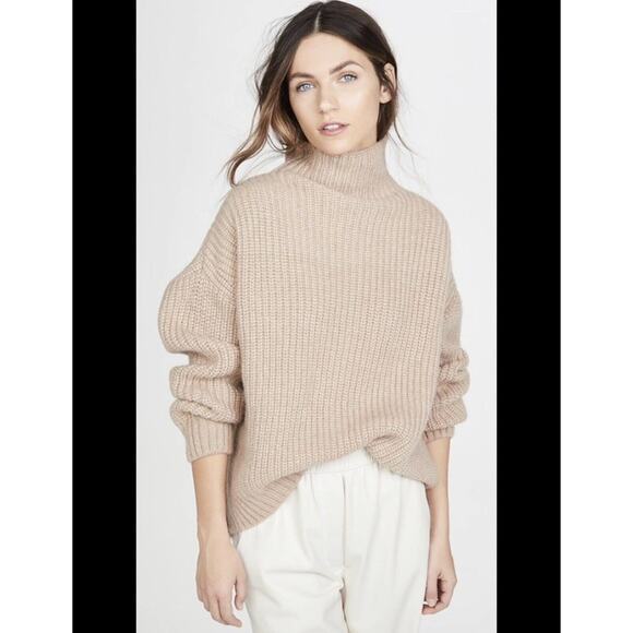 Anine Bing Sydney Sweater XS Camel Alpaca Wool Turtleneck Long Sleeves knit XS
